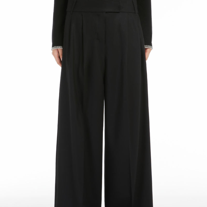 Flannel wide-leg trousers