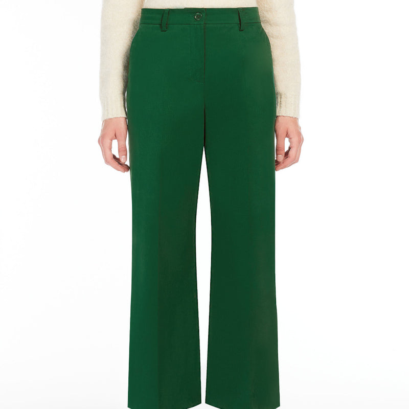 Cotton satin cropped trousers