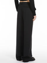 Wide-fit stretch wool trousers