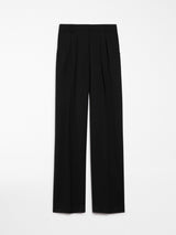 Wide-fit stretch wool trousers