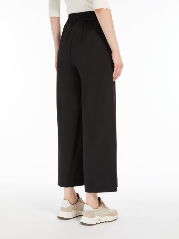 Wide-fit stretch wool trousers