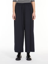 Wide-fit stretch wool trousers