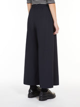 Wide-fit stretch wool trousers