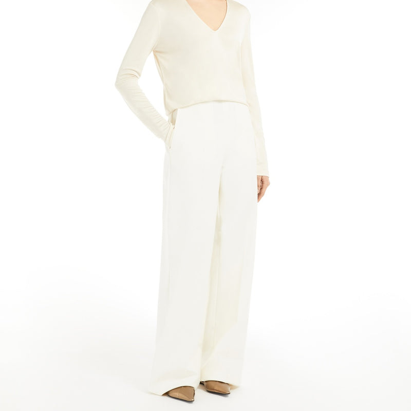 Silk interlock V-neck T-shirt