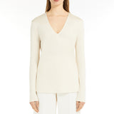 Silk interlock V-neck T-shirt