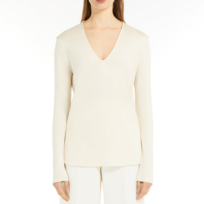 Silk interlock V-neck T-shirt
