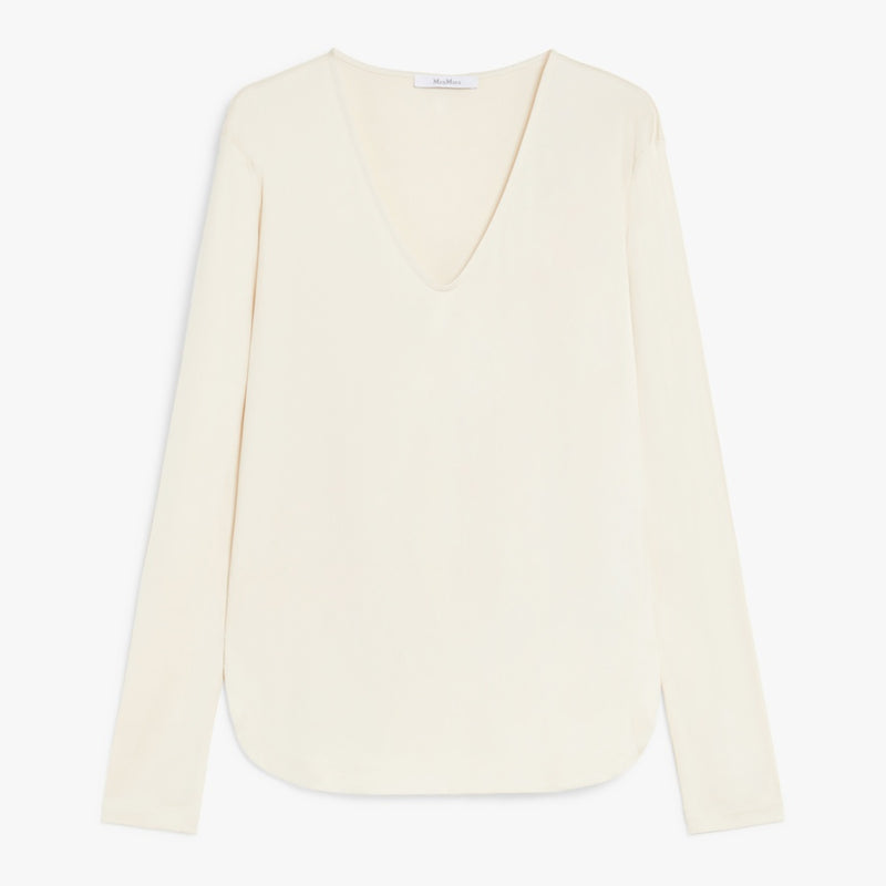 Silk interlock V-neck T-shirt