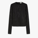 Scuba jersey T-shirt with rhinestones