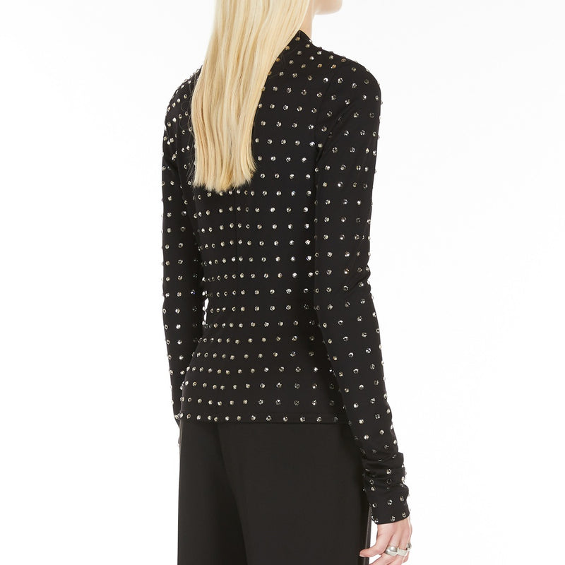 Scuba jersey T-shirt with rhinestones