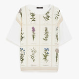 Printed silk and jersey T-shirt