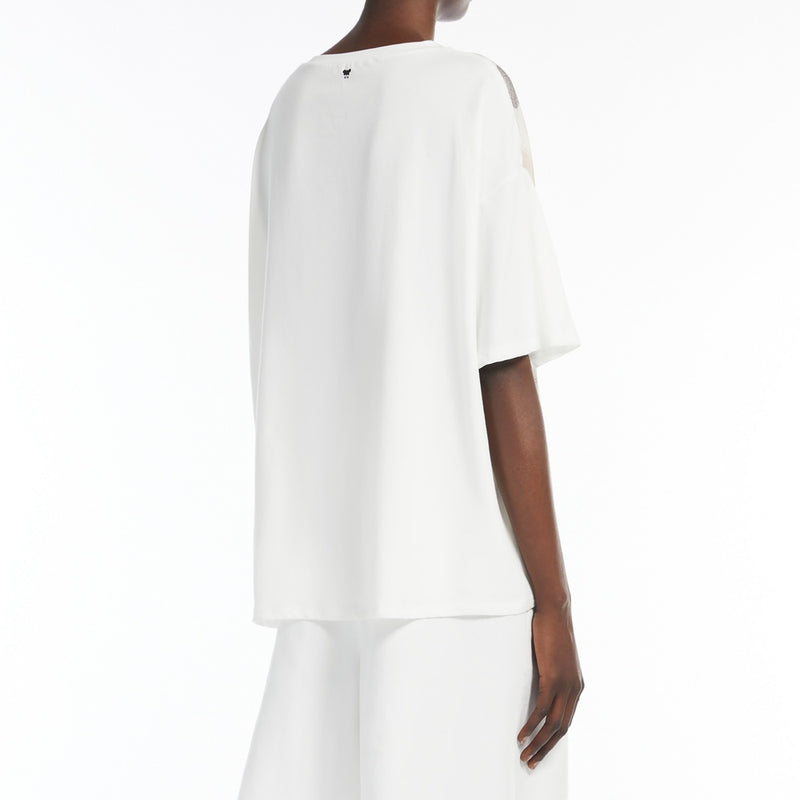 Printed silk and jersey T-shirt
