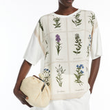 Printed silk and jersey T-shirt