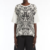 Printed silk and jersey T-shirt