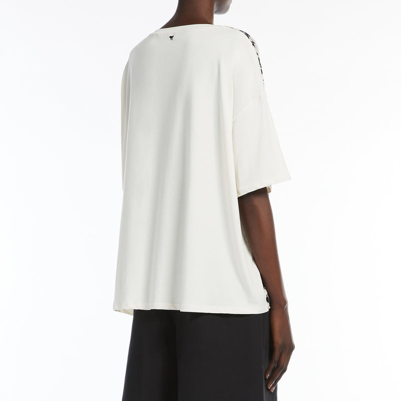 Printed silk and jersey T-shirt