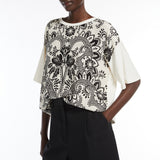 Printed silk and jersey T-shirt