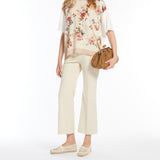 Printed silk and jersey T-shirt