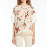 Printed silk and jersey T-shirt