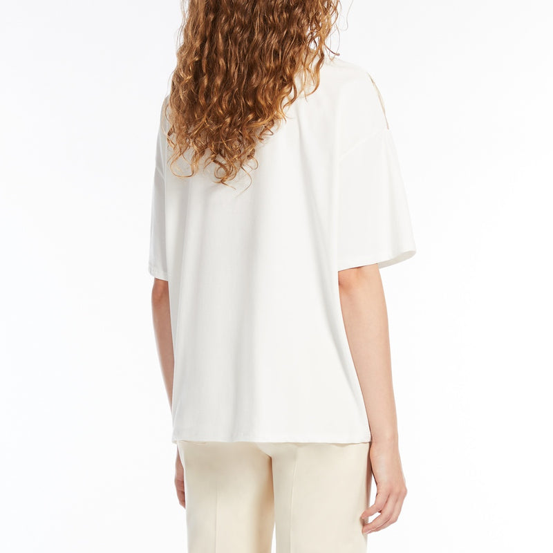 Printed silk and jersey T-shirt