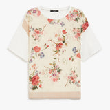 Printed silk and jersey T-shirt