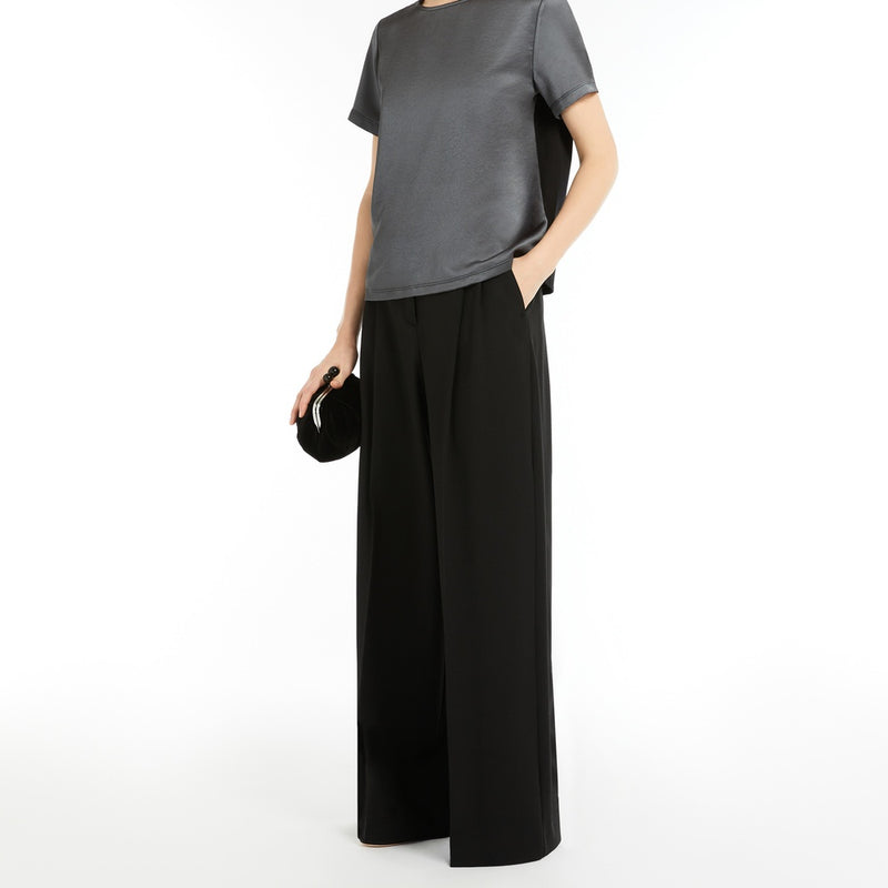 Satin and jersey T-shirt