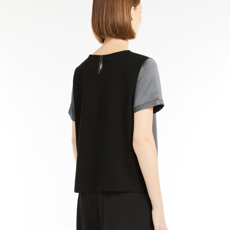 Satin and jersey T-shirt