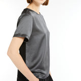 Satin and jersey T-shirt