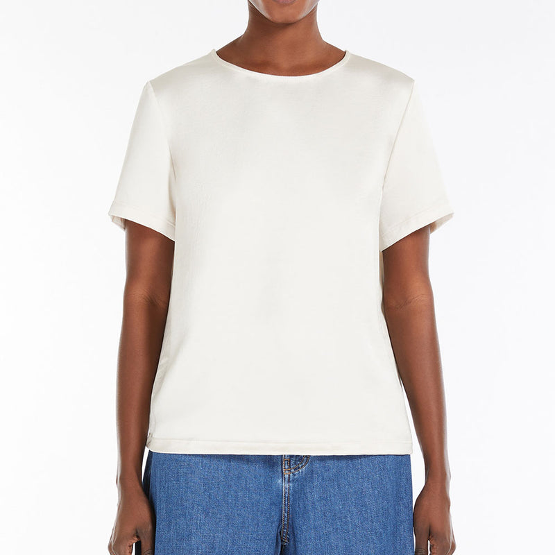 Satin and jersey T-shirt