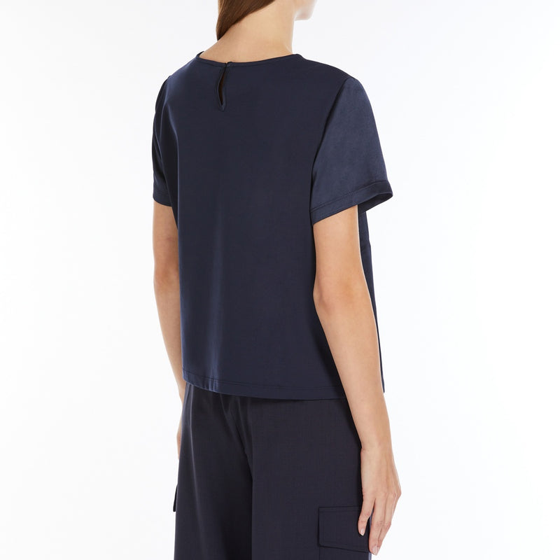 Satin and jersey T-shirt