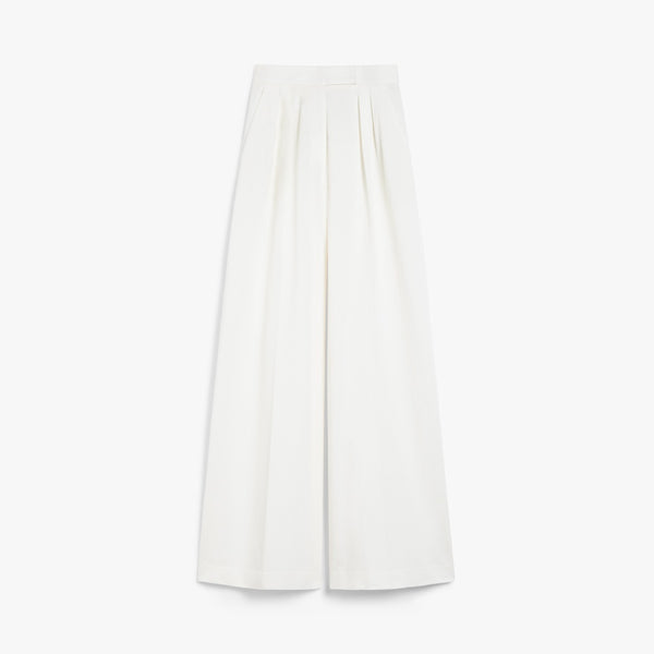 Wide trousers in pinstriped jacquard cotton
