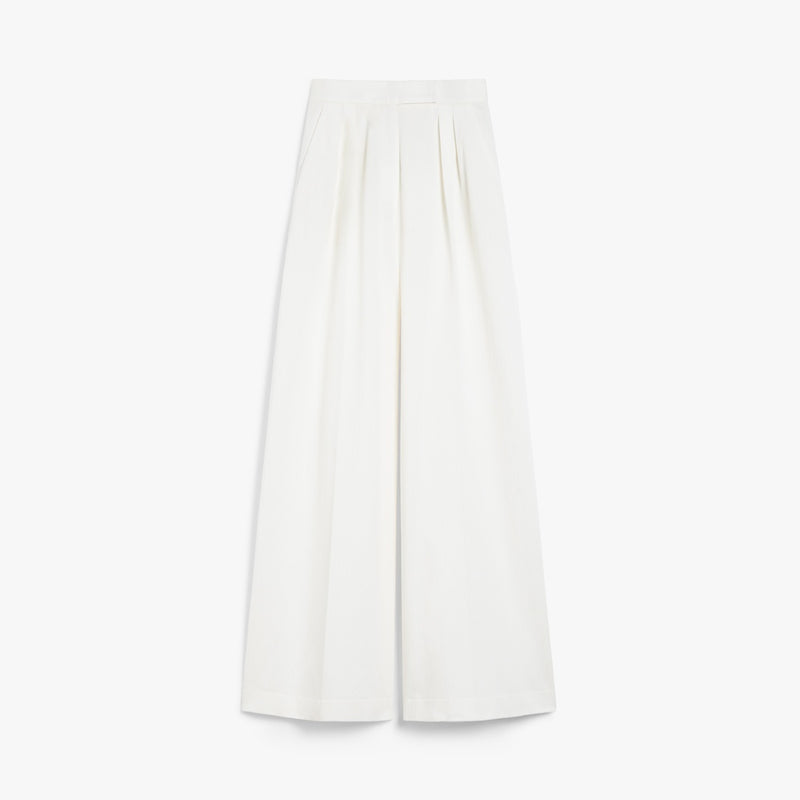 Wide trousers in pinstriped jacquard cotton