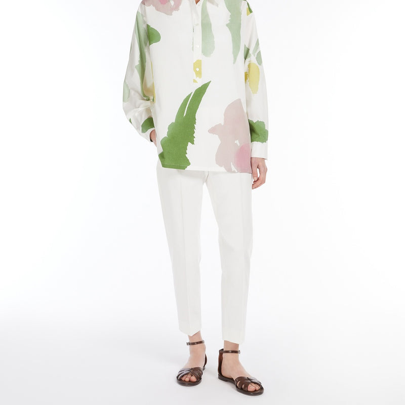 Stretch satin cropped trousers