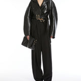 Oversized, technical viscose trousers