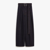 High-waisted wide-leg trousers