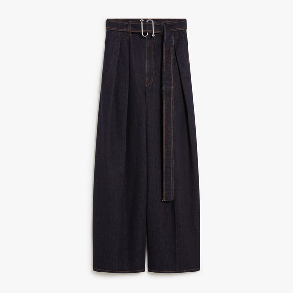 High-waisted wide-leg trousers
