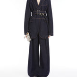 High-waisted wide-leg trousers