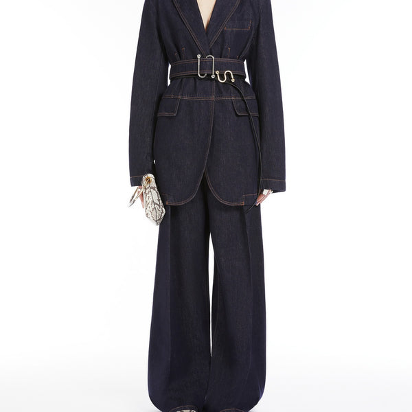 High-waisted wide-leg trousers