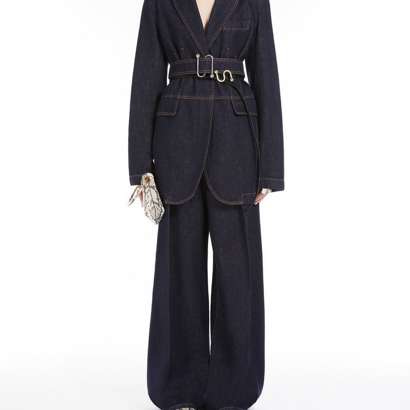High-waisted wide-leg trousers