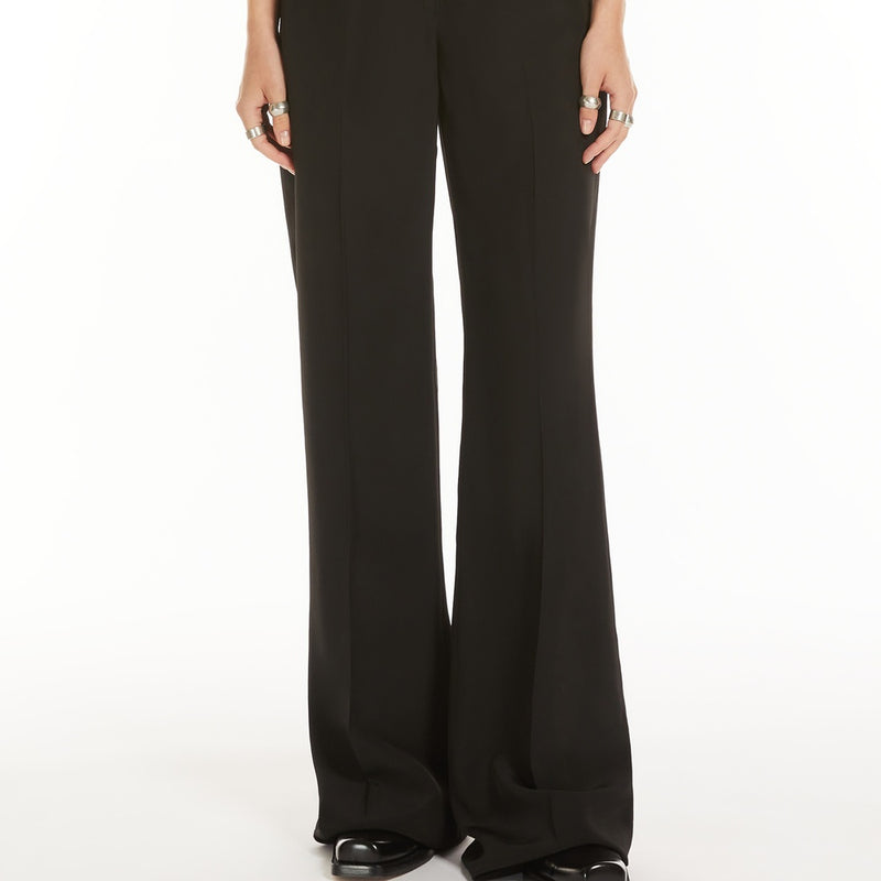 Low-rise flared trousers