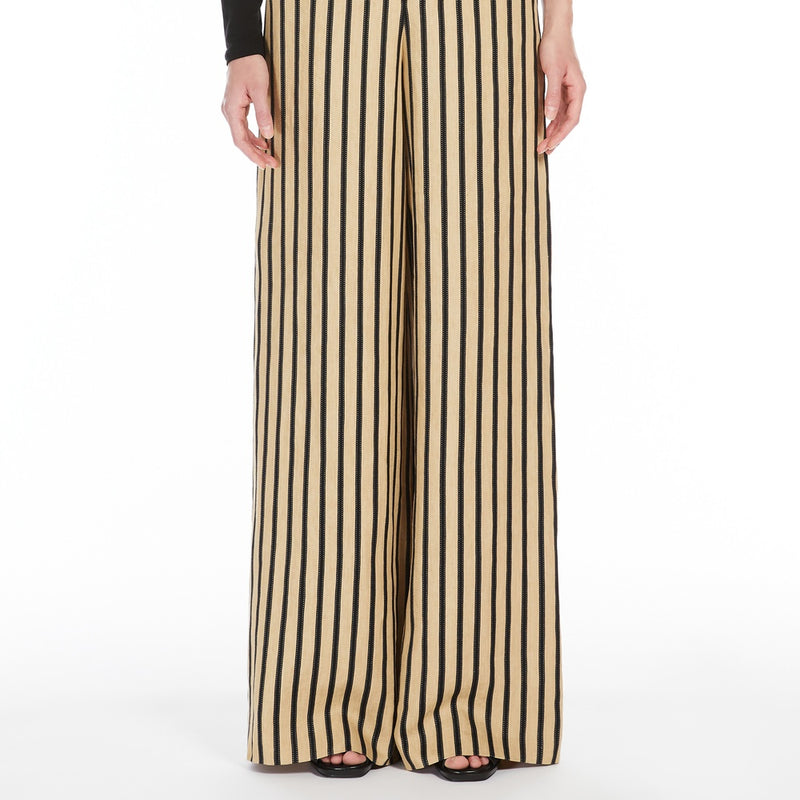 Striped linen and cotton trousers