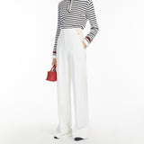 Wide-leg wool canvas trousers
