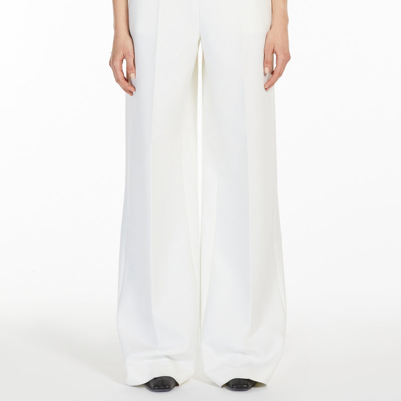 Wide-leg wool canvas trousers