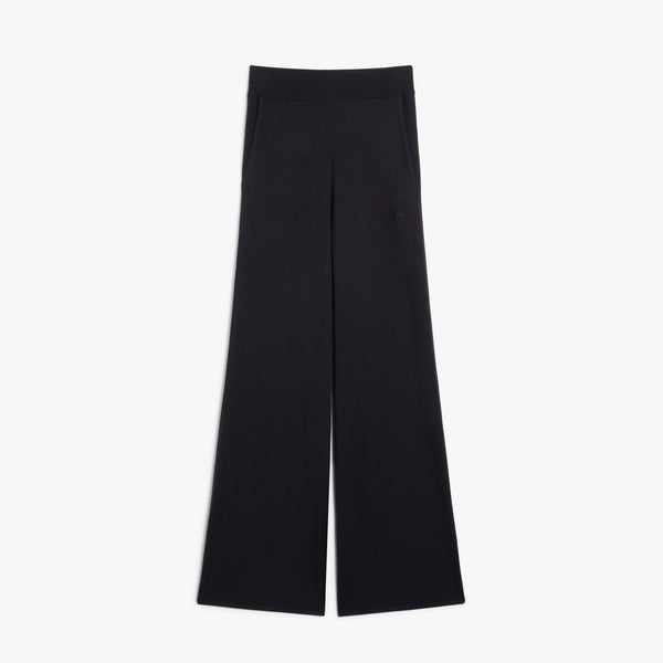 Wide-leg wool yarn trousers