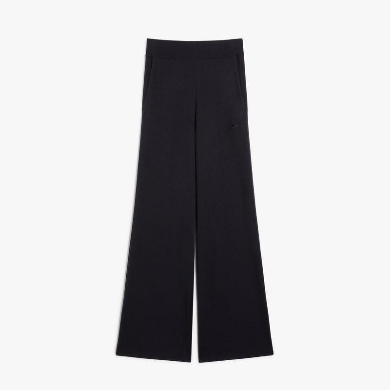 Wide-leg wool yarn trousers