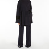 Wide-leg wool yarn trousers