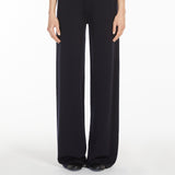 Wide-leg wool yarn trousers