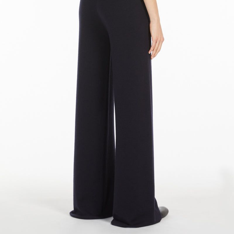 Wide-leg wool yarn trousers