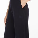 Wide-leg wool yarn trousers