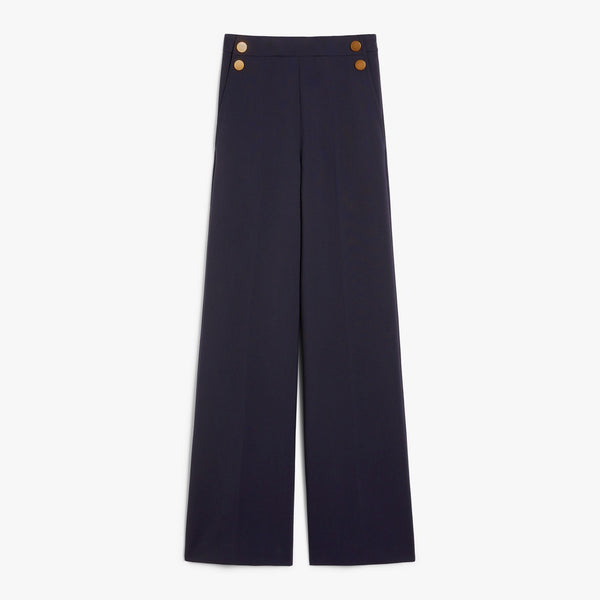 Wide-leg wool canvas trousers