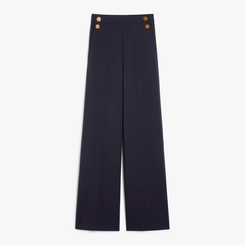 Wide-leg wool canvas trousers