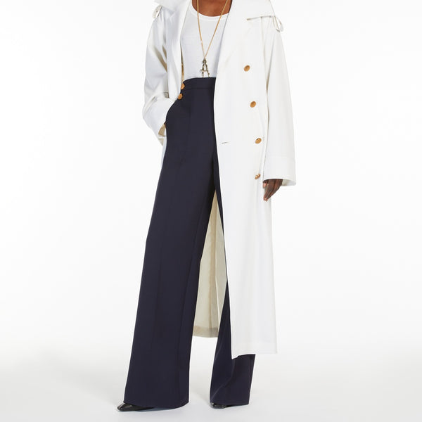 Wide-leg wool canvas trousers